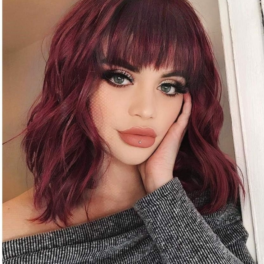NEW Wine Red Wig with Bangs